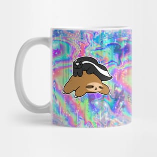 Little Skunk and Sloth Rainbow Holographic Mug